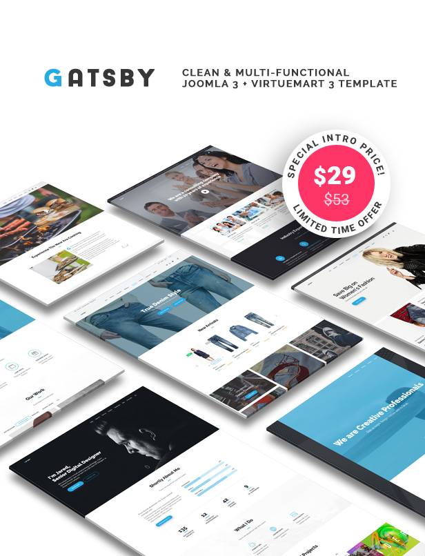 Gatsby - Corporate Joomla 3 + Virtuemart 3 Template - 1