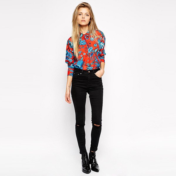 Women tops blue flowers