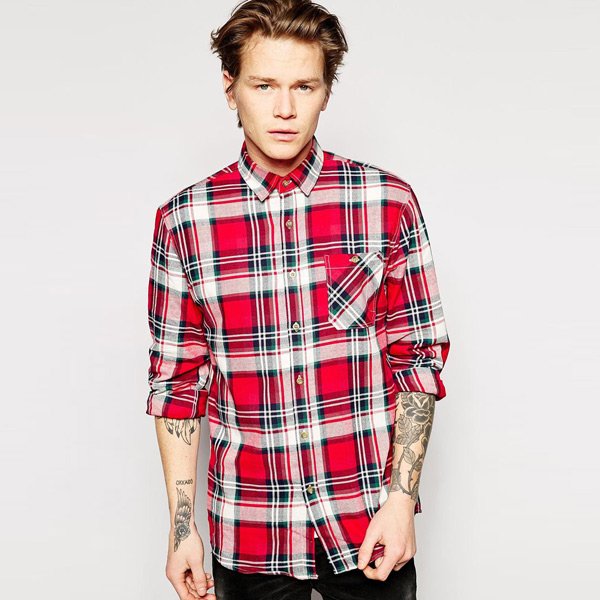 Men shirt plaid square