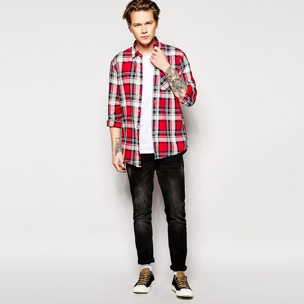 Men shirt plaid square