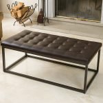 Leather and Steel Frame Ottoman