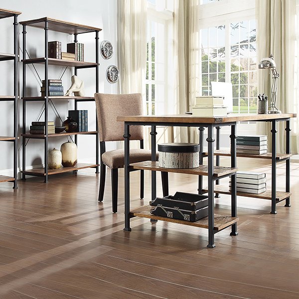 Vintage Industrial Modern Rustic Oak Storage Desk
