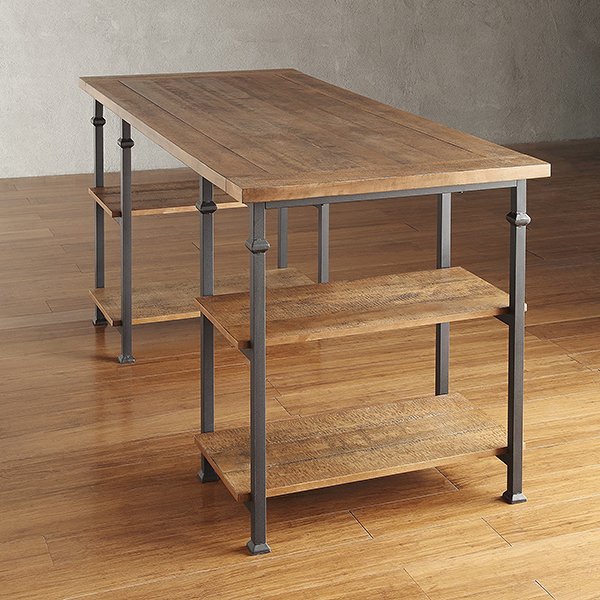 Vintage Industrial Modern Rustic Oak Storage Desk