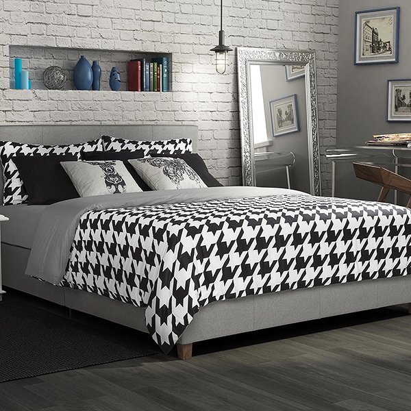 Grey Linen Upholstered Bed