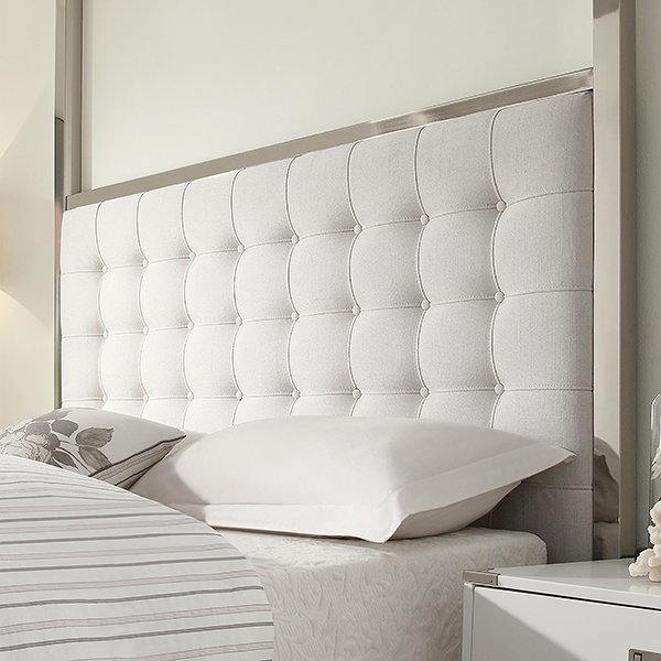 Canopy Button Tufted Metal Poster Bed