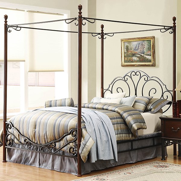 Iron Metal King-sized Canopy Poster Bed