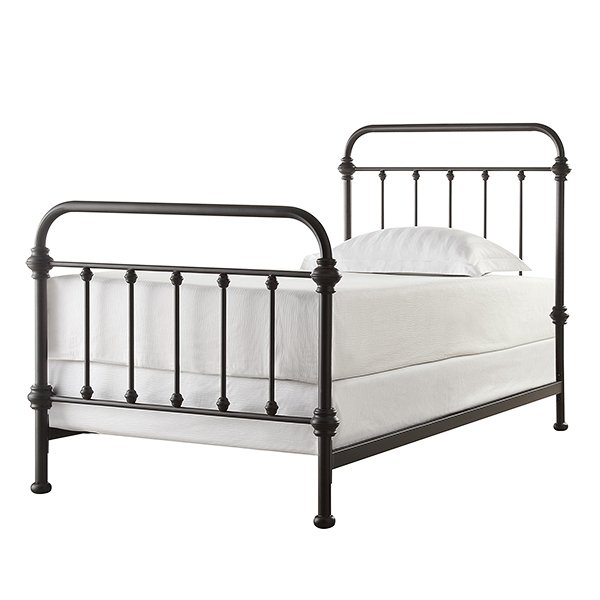 Antique Dark Bronze Graceful Lines Victorian Iron Metal Bed