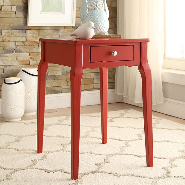 1-drawer Wood Storage Accent Side Table