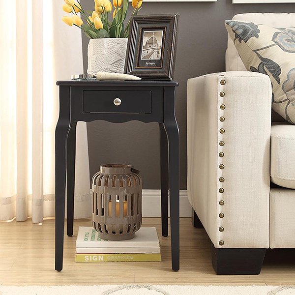 1-drawer Wood Storage Accent Side Table