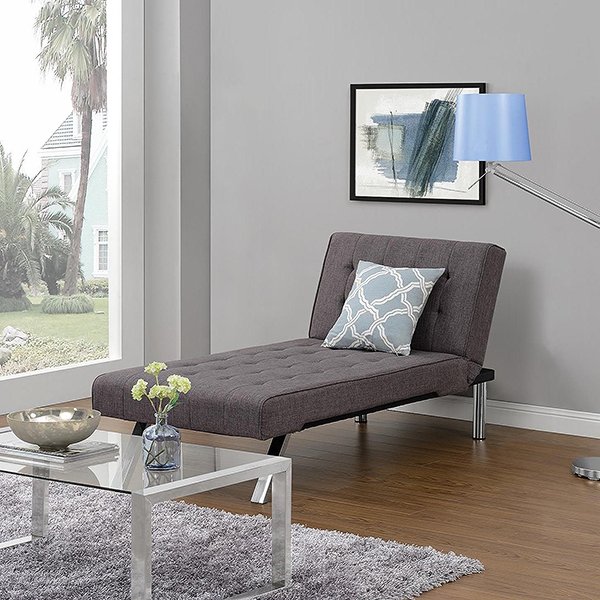 Grey Linen Chaise Lounger