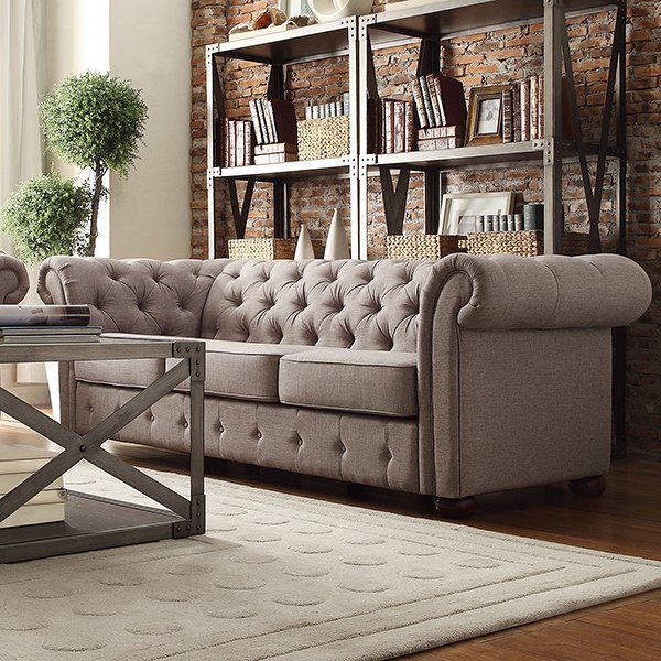 Tufted Scroll Arm Chesterfield Sofa