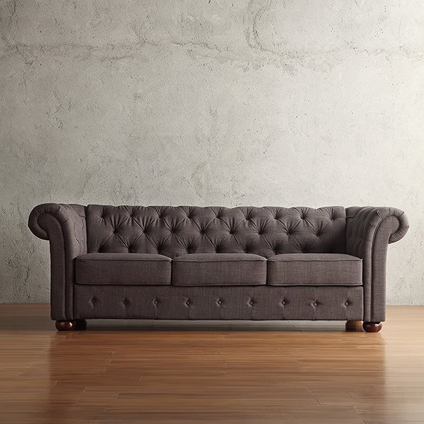 Tufted Scroll Arm Chesterfield Sofa
