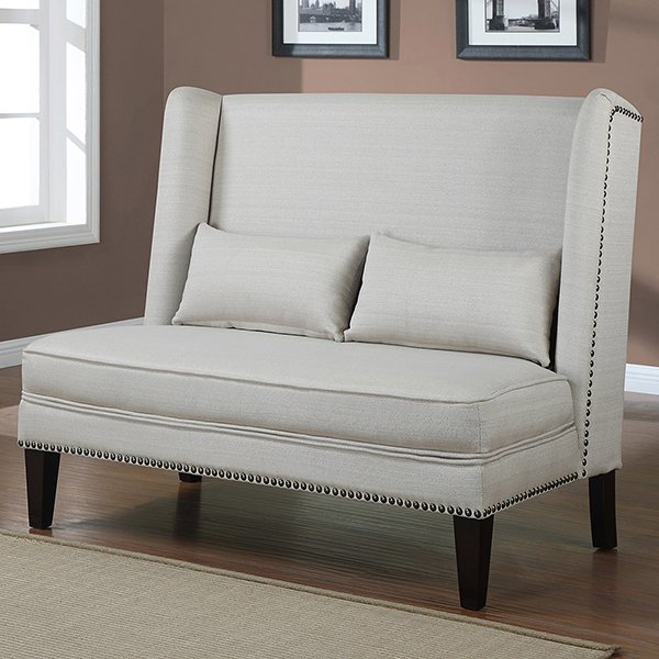 White Natural Linen Loveseat