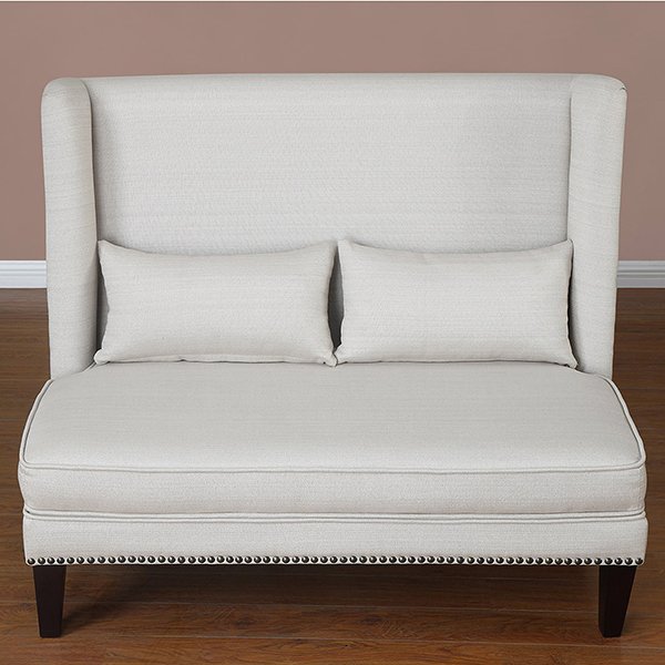 White Natural Linen Loveseat