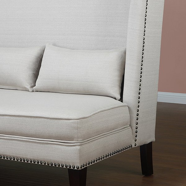 White Natural Linen Loveseat