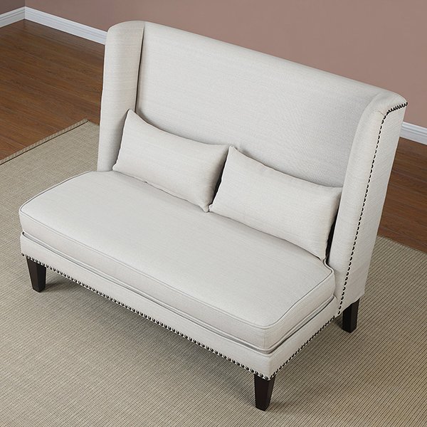 White Natural Linen Loveseat
