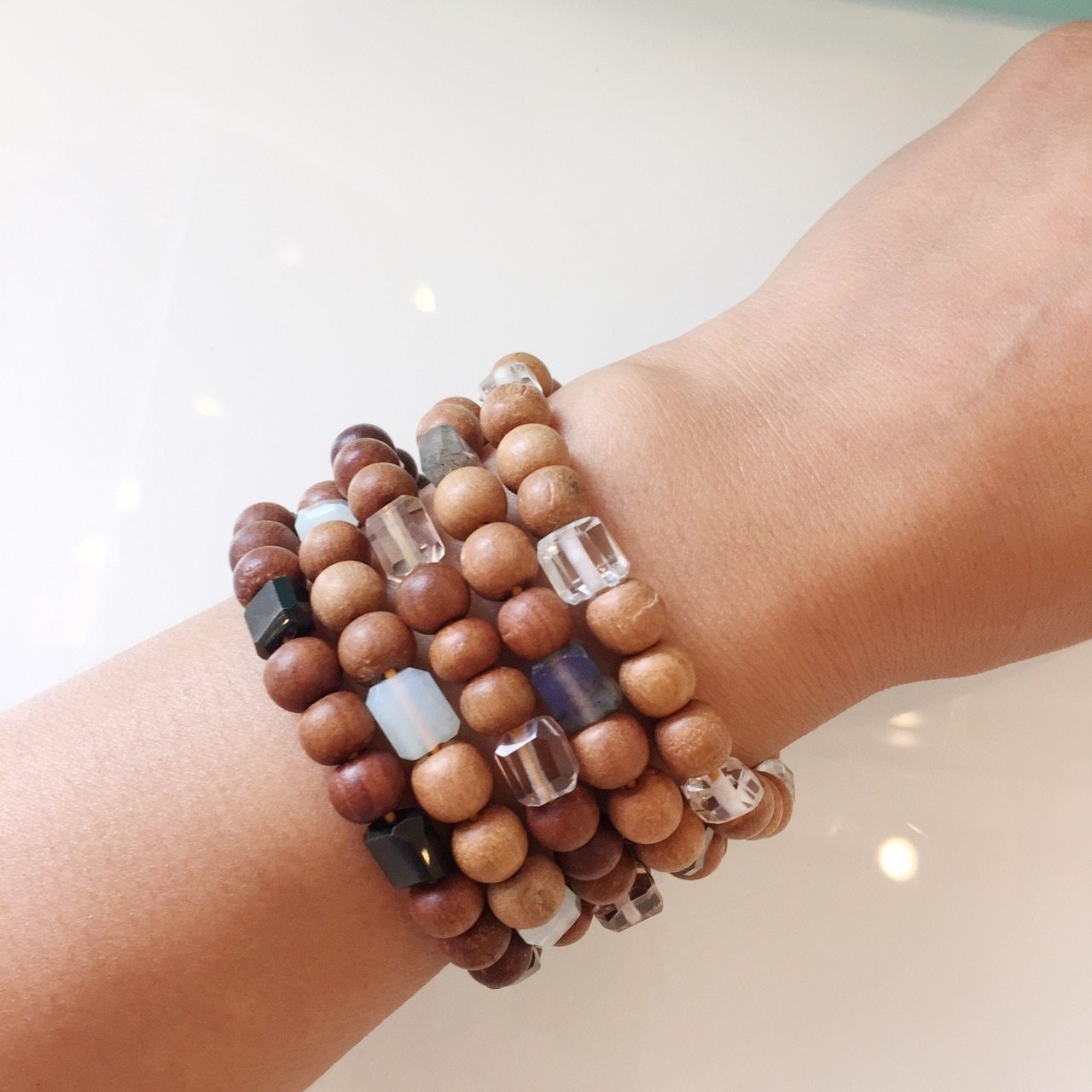 5-Stone Sandalwood Bracelet - Image 3