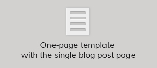 One-page template with the single blog post page